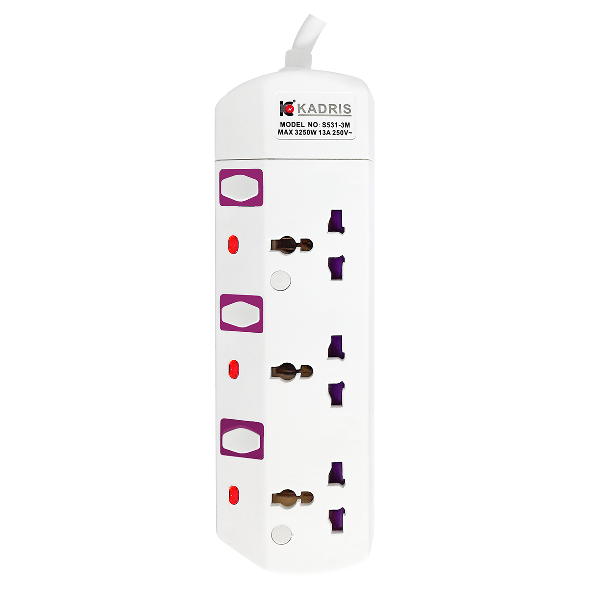 EX-1609 KADRIS 3 WAY EXTENSION SOCKET S531-3 METER
