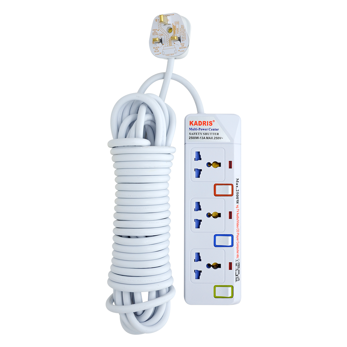 EX-1310 KADRIS 3 WAY EXTENSION SOCKET 10 METER 913